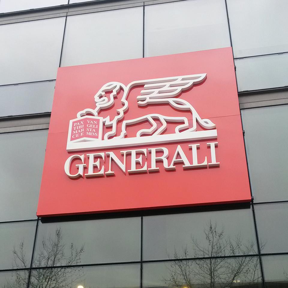 Branding Generali sur le siège social France de la compagnie d'assurances par Visotec