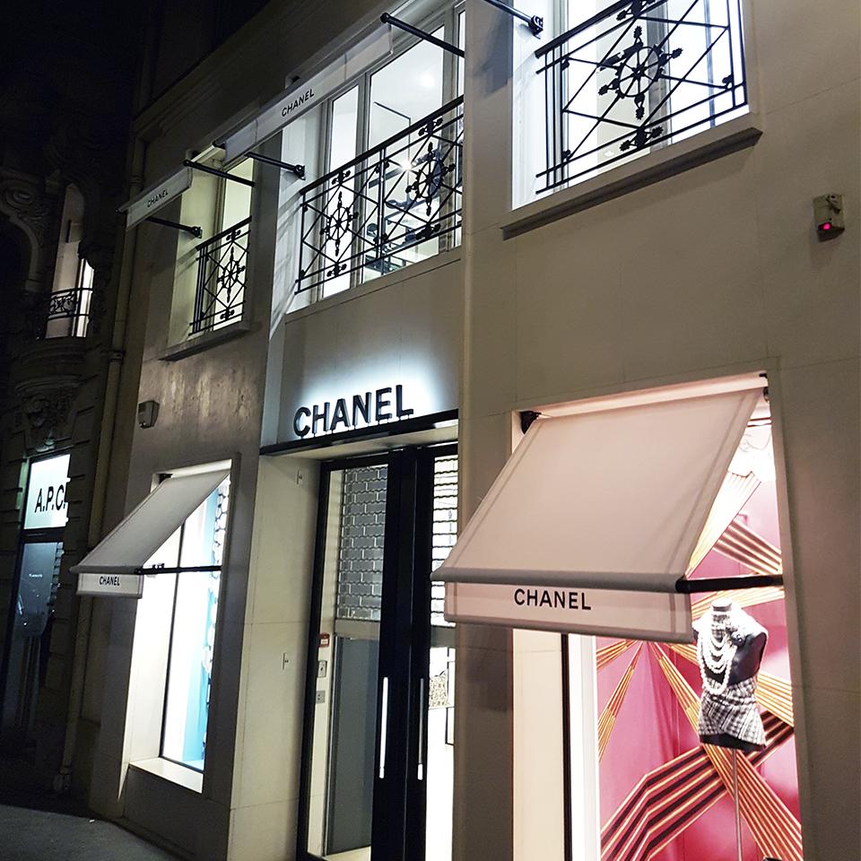 Chanel store façade lit by Visotec