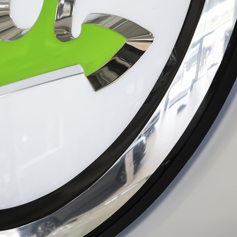 Close-up of the Skoda logo in 3D by Visotec